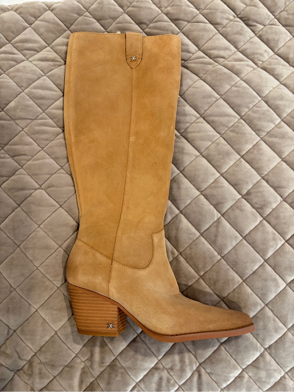Sam Edelman “woods” Tan Suede Knee Boot with Stacked Heel